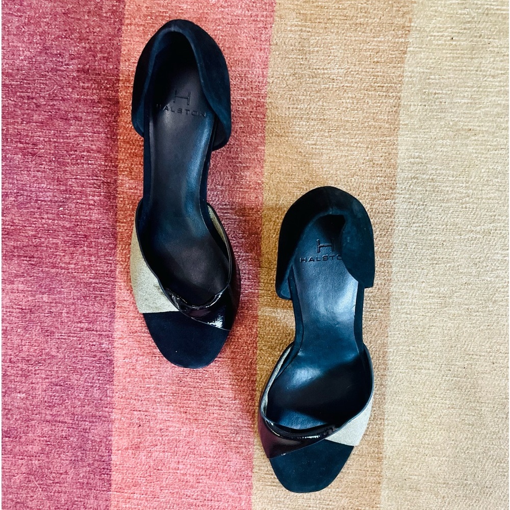 Halston for Lord & Taylor Black/Green Sample Heels. Size 6